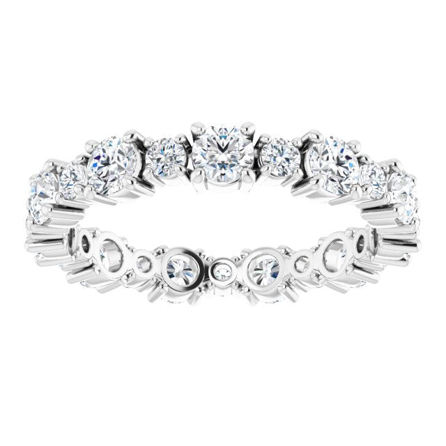 14K White Or Yellow Gold Round 3 Mm Si2-Si3, Ghi Polished 1 3/8 Ctw Natural Diamond Eternity Band, Size 8
