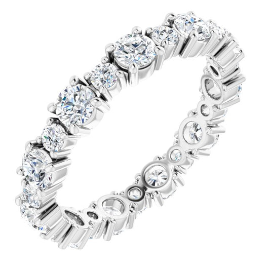 14K White Or Yellow Gold Round 3 Mm Si2-Si3, Ghi Polished 1 3/8 Ctw Natural Diamond Eternity Band, Size 8