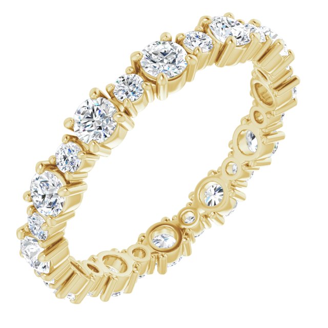 14K White Or Yellow Gold Round 3 Mm Si2-Si3, Ghi Polished 1 3/8 Ctw Natural Diamond Eternity Band, Size 8