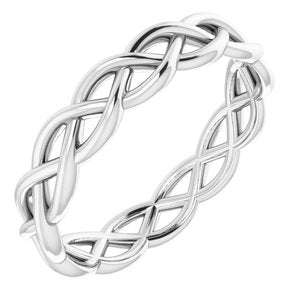Platinum Woven-Design Band Size 10