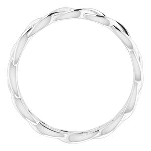 14K White Gold Woven-Design Band Size 8.5