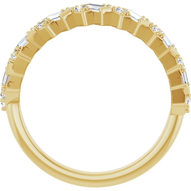 14K White Or Yellow Gold Straight Baguette 3 X 1.5 Mm Polished 1/2 Ctw Natural Diamond Anniversary Band, Size 7