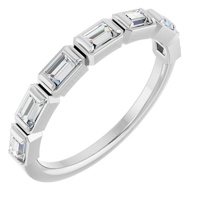 14K Yellow Or White Gold Straight Baguette 3 X 2 Mm Polished 1/2 Ctw Natural Diamond Anniversary Band, Size 7