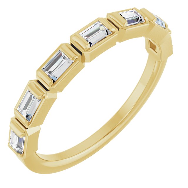 14K Yellow Or White Gold Straight Baguette 3 X 2 Mm Polished 1/2 Ctw Natural Diamond Anniversary Band, Size 7