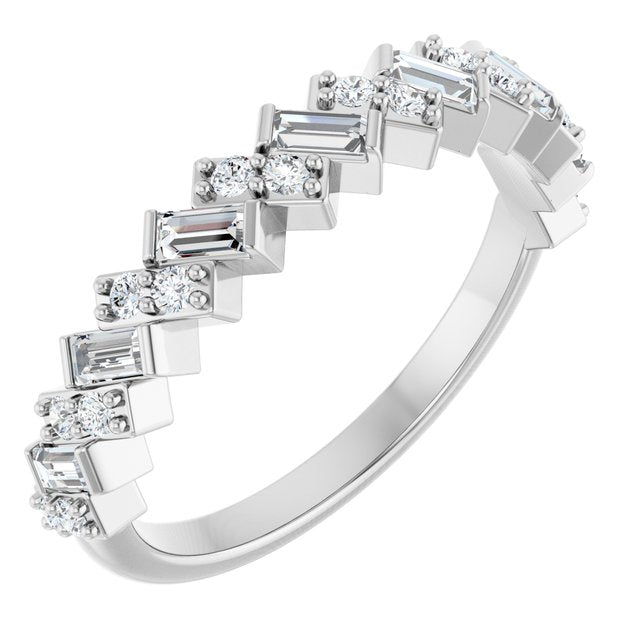 14K White Or Yellow Gold Straight Baguette 3 X 1.5 Mm Polished 1/2 Ctw Natural Diamond Anniversary Band, Size 7