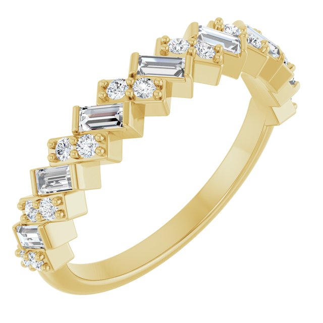 14K White Or Yellow Gold Straight Baguette 3 X 1.5 Mm Polished 1/2 Ctw Natural Diamond Anniversary Band, Size 7