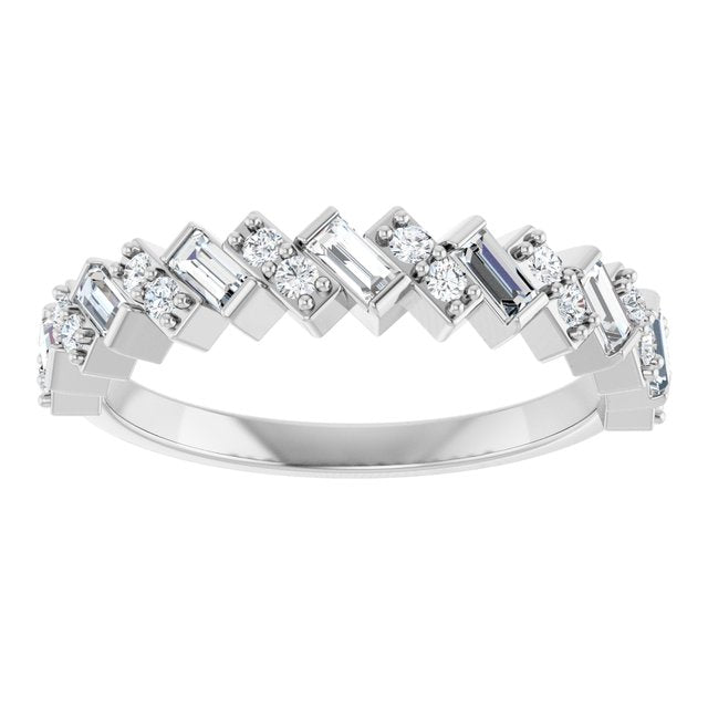 14K White Or Yellow Gold Straight Baguette 3 X 1.5 Mm Polished 1/2 Ctw Natural Diamond Anniversary Band, Size 7
