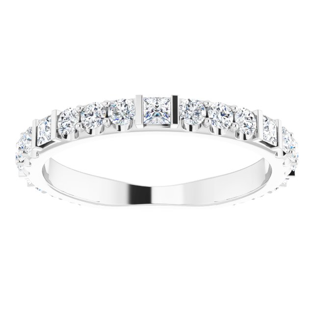 14K Yellow Gold Or Platinum Square 2 X 2 Mm Polished 3/4 Ctw Natural Diamond Anniversary Band, Size 7
