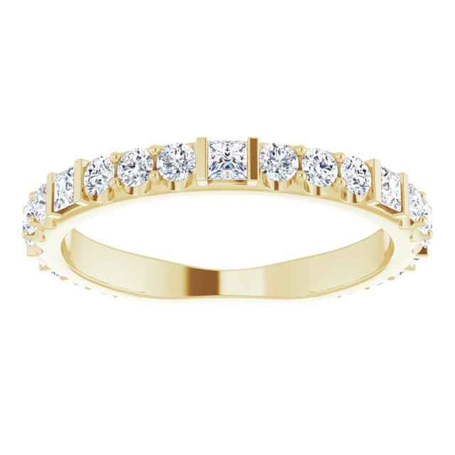 14K Yellow Gold Or Platinum Square 2 X 2 Mm Polished 3/4 Ctw Natural Diamond Anniversary Band, Size 7