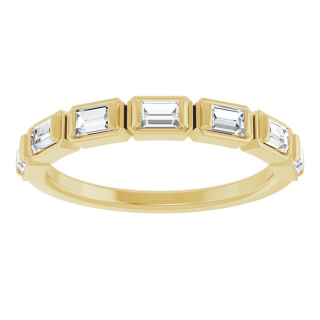 14K Yellow Or White Gold Straight Baguette 3 X 2 Mm Polished 1/2 Ctw Natural Diamond Anniversary Band, Size 7