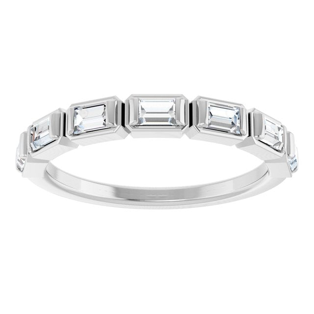 14K Yellow Or White Gold Straight Baguette 3 X 2 Mm Polished 1/2 Ctw Natural Diamond Anniversary Band, Size 7