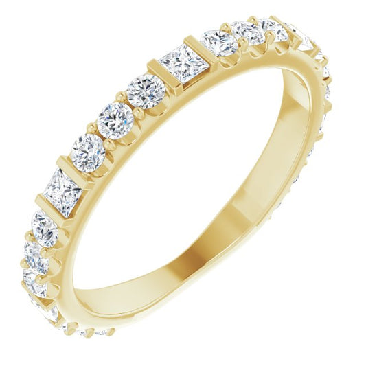 14K Yellow Gold Or Platinum Square 2 X 2 Mm Polished 3/4 Ctw Natural Diamond Anniversary Band, Size 7