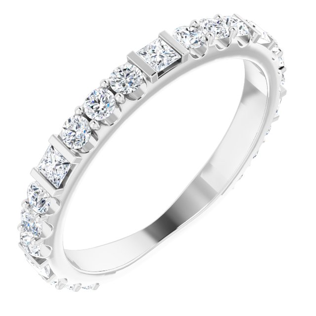 14K Yellow Gold Or Platinum Square 2 X 2 Mm Polished 3/4 Ctw Natural Diamond Anniversary Band, Size 7