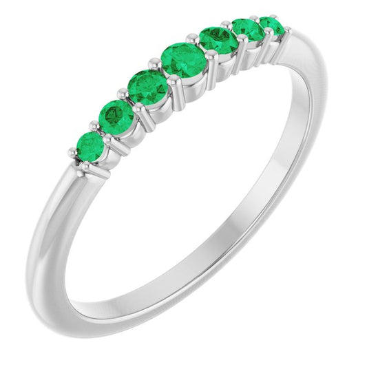 14K Yellow Or White Or Rose Gold Or Sterling Silver Round 2.25 Mm Polished Natural Gemstone Stackable Ring, Size 7