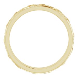 14K Yellow Gold 3 Mm Polished Floral Band Size 7.5