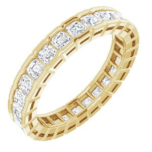 14K Yellow Gold Asscher 2 X 2 Mm Ghi Vs 1 1/2 Ctw Natural Diamond Eternity Band Size 7