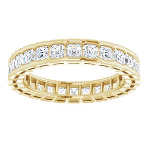 14K Yellow Gold Asscher 2 X 2 Mm Ghi Vs 1 1/2 Ctw Natural Diamond Eternity Band Size 7