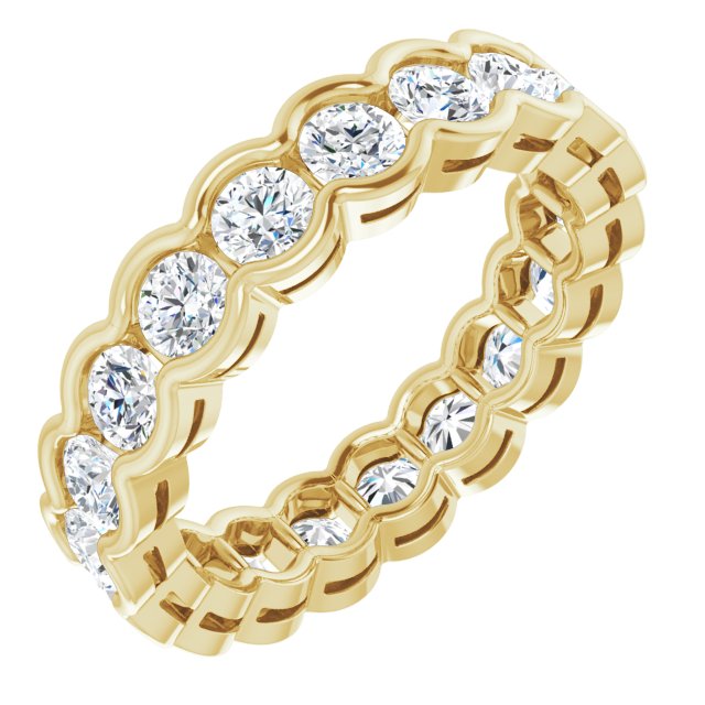 14K Yellow Or White Gold Round Si2-Si3, G-H Polished Natural Diamond Eternity Band, Size 7