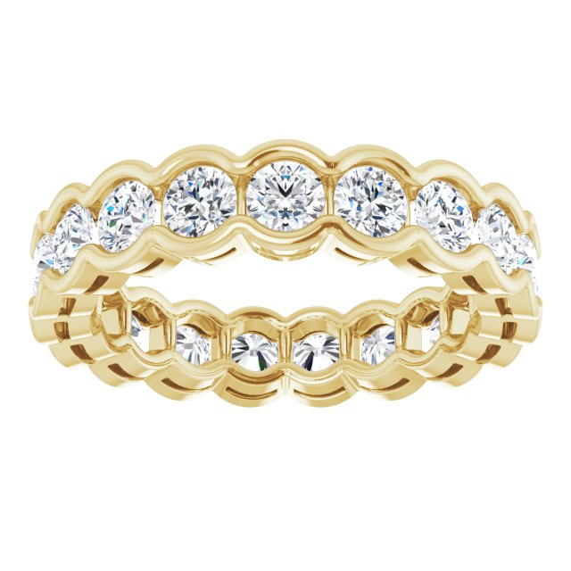 14K Yellow Or White Gold Round Si2-Si3, G-H Polished Natural Diamond Eternity Band, Size 7