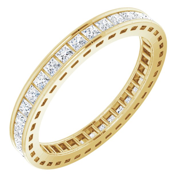 14K Yellow Or White Gold Round Si2-Si3, G-H Polished Natural Diamond Eternity Band, Size 7