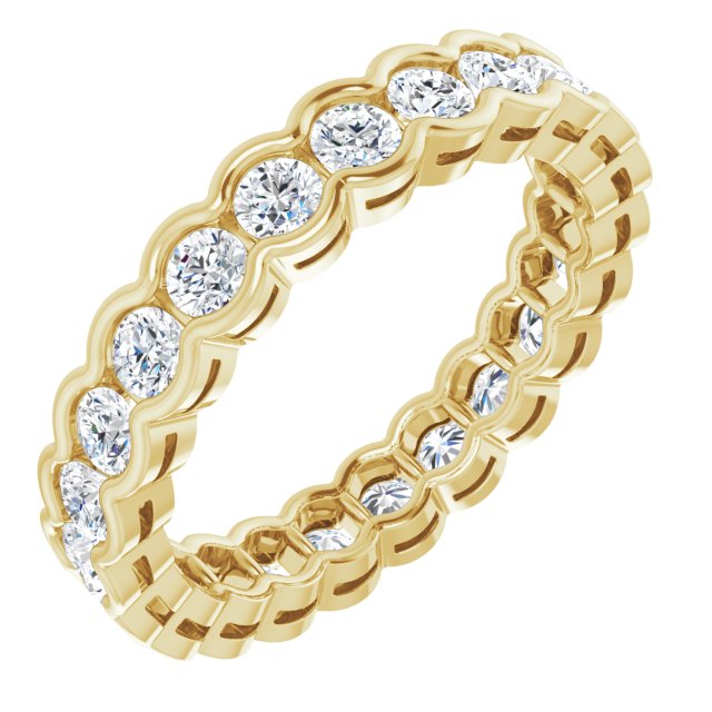 14K Yellow Or White Gold Round Si2-Si3, G-H Polished Natural Diamond Eternity Band, Size 7