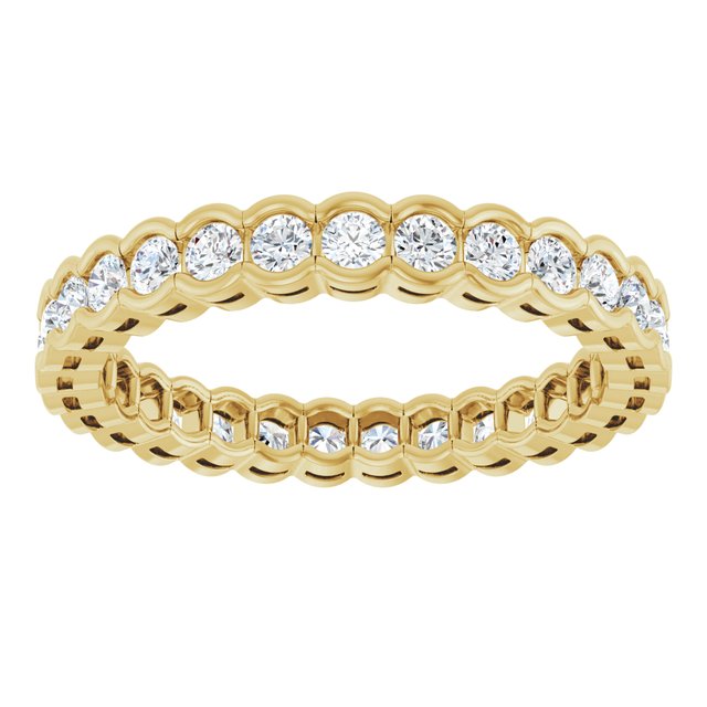 14K Yellow Or White Gold Round Si2-Si3, G-H Polished Natural Diamond Eternity Band, Size 7