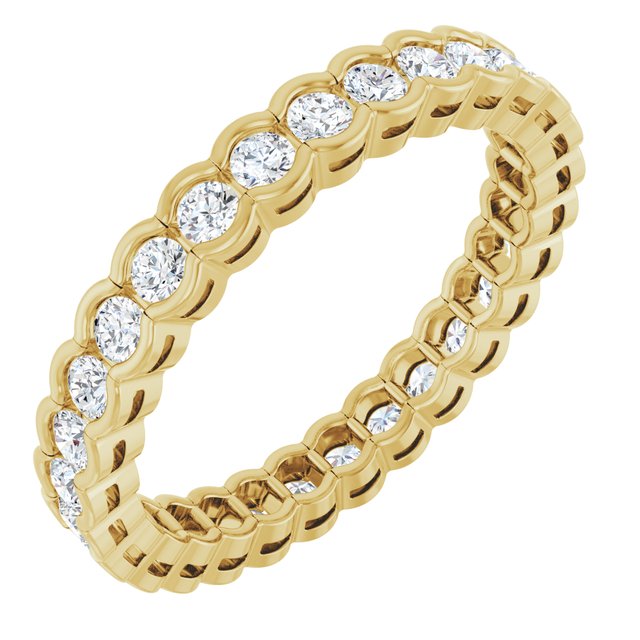 14K Yellow Or White Gold Round Si2-Si3, G-H Polished Natural Diamond Eternity Band, Size 7