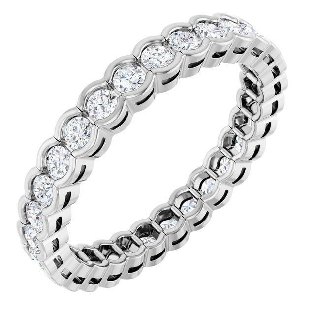 14K Yellow Or White Gold Round Si2-Si3, G-H Polished Natural Diamond Eternity Band, Size 7