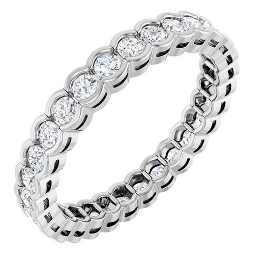 14K Yellow Or White Gold Round Si2-Si3, G-H Polished Natural Diamond Eternity Band, Size 7