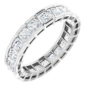 14K White Gold Asscher 3 X 3 Mm Ghi Vs 3 1/3 Ctw Natural Diamond Eternity Band Size 7