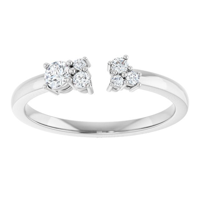 14K White Or Yellow Gold Round 3 Mm Polished 1/6 Ctw Natural Diamond Negative Space Ring, Size 7