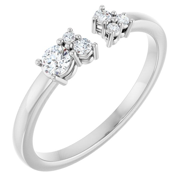 14K White Or Yellow Gold Round 3 Mm Polished 1/6 Ctw Natural Diamond Negative Space Ring, Size 7