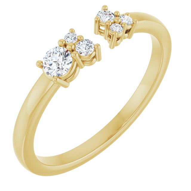 14K White Or Yellow Gold Round 3 Mm Polished 1/6 Ctw Natural Diamond Negative Space Ring, Size 7
