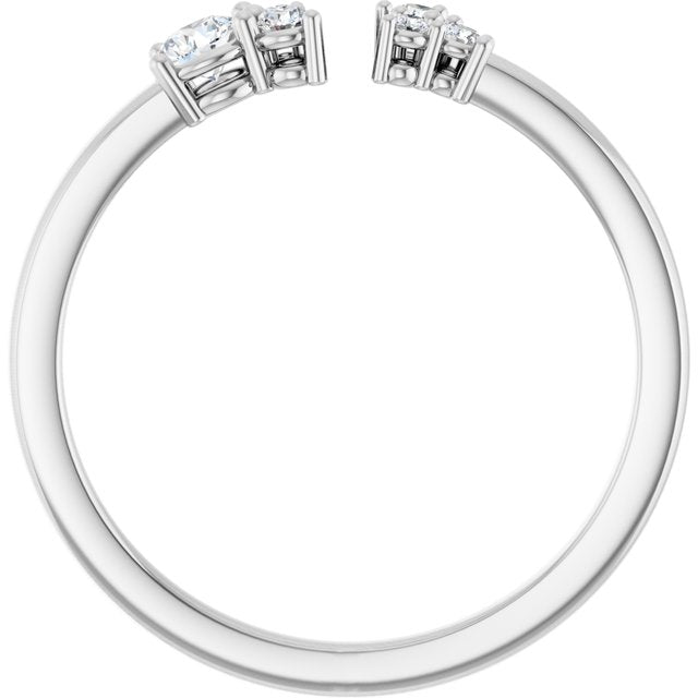 14K White Or Yellow Gold Round 3 Mm Polished 1/6 Ctw Natural Diamond Negative Space Ring, Size 7
