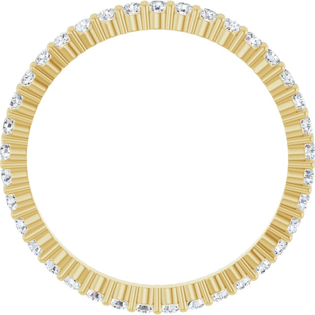 14K Yellow Gold Round Si2-Si3, G-H Polished Natural Diamond Eternity Band, Size 7