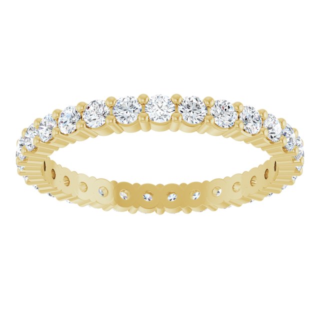 14K Yellow Gold Round Si2-Si3, G-H Polished Natural Diamond Eternity Band, Size 7