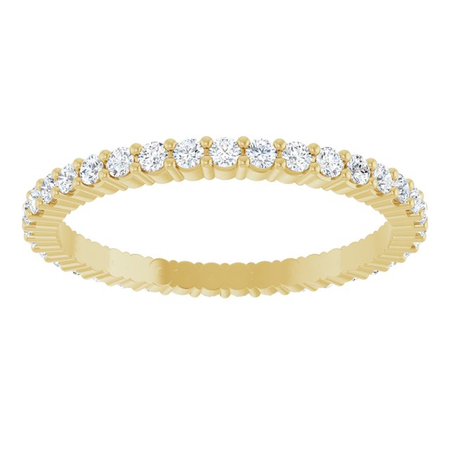 14K Yellow Gold Round Si2-Si3, G-H Polished Natural Diamond Eternity Band, Size 7