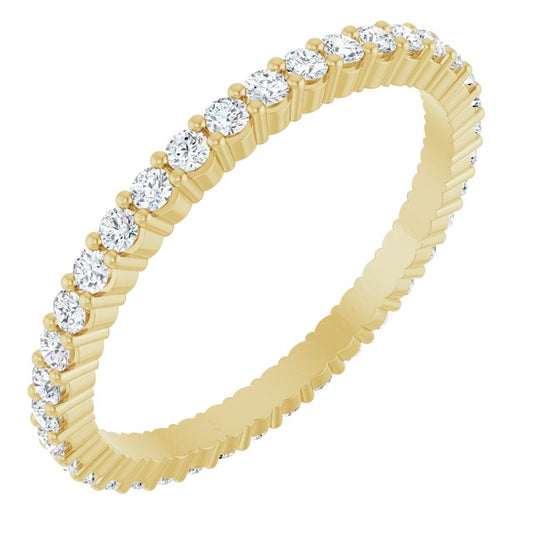 14K Yellow Gold Round Si2-Si3, G-H Polished Natural Diamond Eternity Band, Size 7
