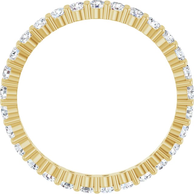 14K Yellow Gold Round Si2-Si3, G-H Polished Natural Diamond Eternity Band, Size 7