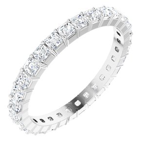 Platinum Asscher 2 X 2 Mm Ghi Vs 1 1/2 Ctw Natural Diamond Eternity Band Size 7