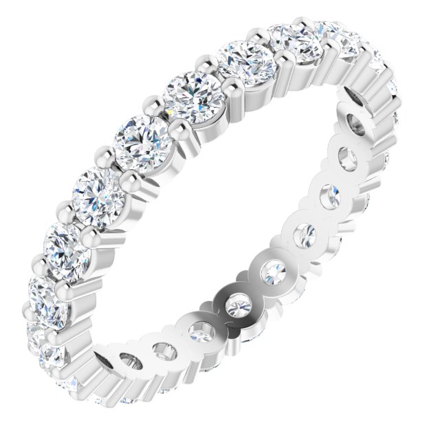14K White Gold Round 2.5 Mm Vs, F+ Polished Lab-Grown Diamond Eternity Band