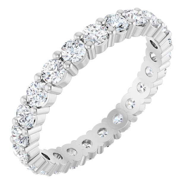 14K White Gold Round 2.5 Mm Vs, F+ Polished Lab-Grown Diamond Eternity Band
