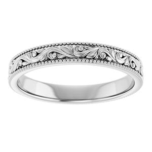 14K Yellow Or White Or Rose Gold Or Sterling Silver Or Platinum 3.2 Mm Polished Floral Band