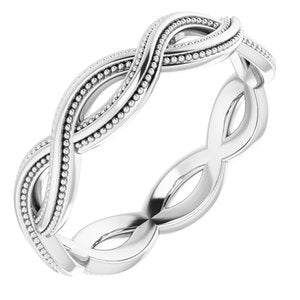14K White Gold 4.55 Mm Polished Infinity-Inspired Milgrain Band Size 7