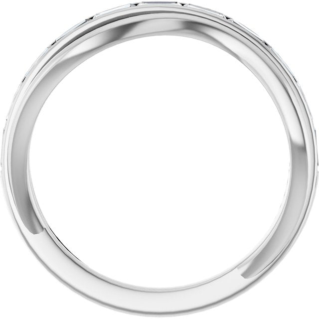 14K White Or Yellow Gold Straight Baguette 3 X 1.3 Mm Polished 1/3 Ctw Natural Diamond Freeform Ring, Size 7