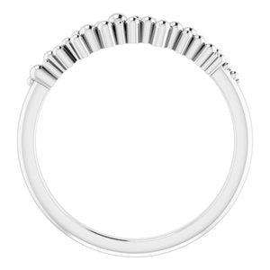 14K White Gold Polished Stackable Scattered Bead Ring Size 7