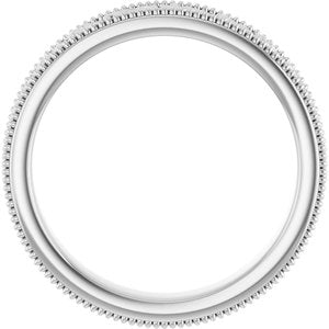 14K Yellow Or White Or Rose Gold Or Sterling Silver Or Platinum Milgrain Edge Floral Flat Band