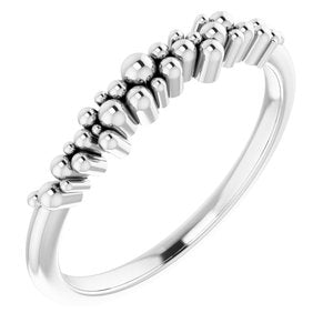 14K White Gold Polished Stackable Scattered Bead Ring Size 7