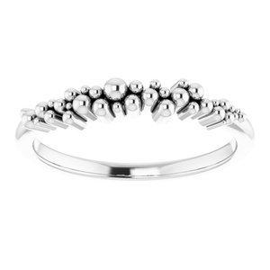 14K White Gold Polished Stackable Scattered Bead Ring Size 7