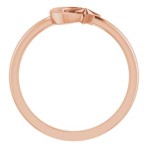 14K Rose Gold Polished Star And Crescent Moon Negative Space Ring Size 7